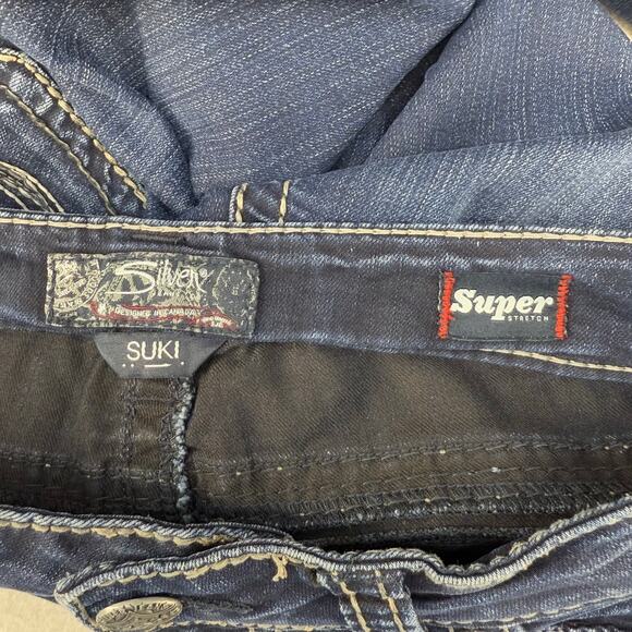 Silver Jeans Women's 29x29 (8) Dark Blue Suki Mid Super Skinny Preppy Normcore - Picture 9 of 16
